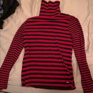 Tommy Hilfiger red and black striped turtle neck